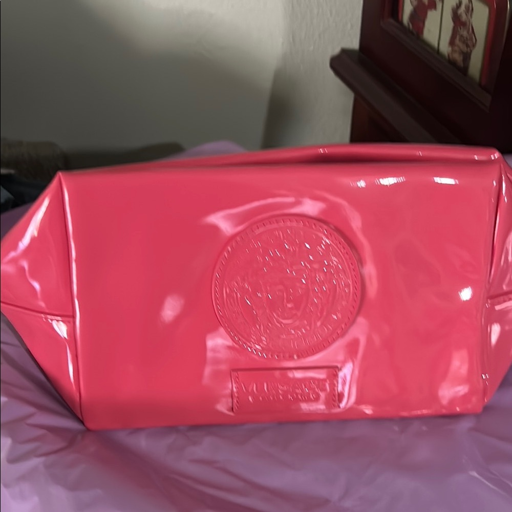 Versace Shiny Hot Pink Patent Cosmetic Pouch